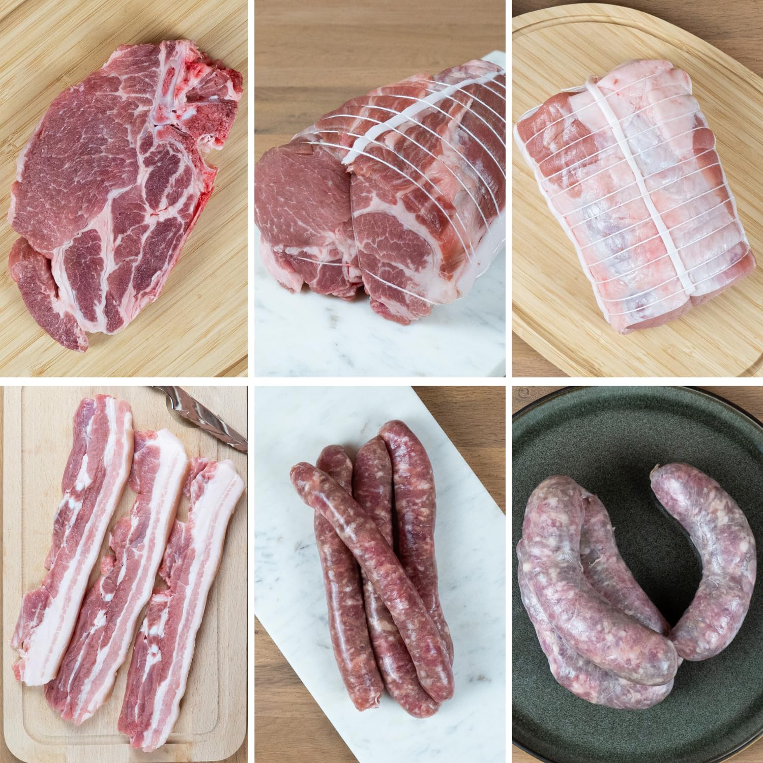 Colis de Viande de Porc 5kg Premium - Maison Victor : 1kg Côte Échine, Rôtis Échine & Filet, 500g de Tranches Poitrine, 12 Chipolatas, 6 Saucisses Toulouse - Excellence Artisanale depuis 1976