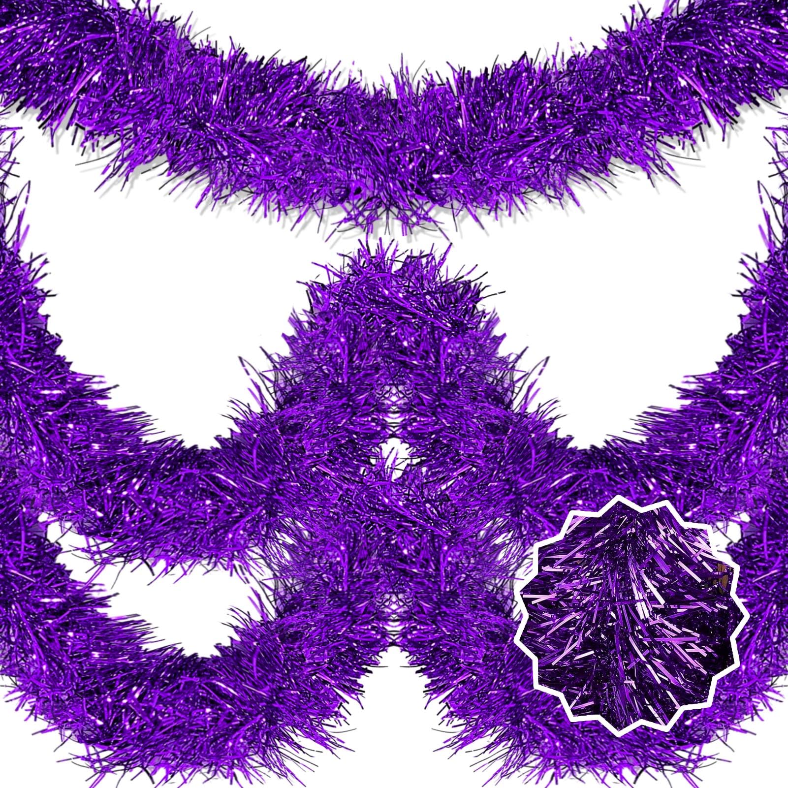 Guirnalda de flecos de aluminio morado de 50 pies