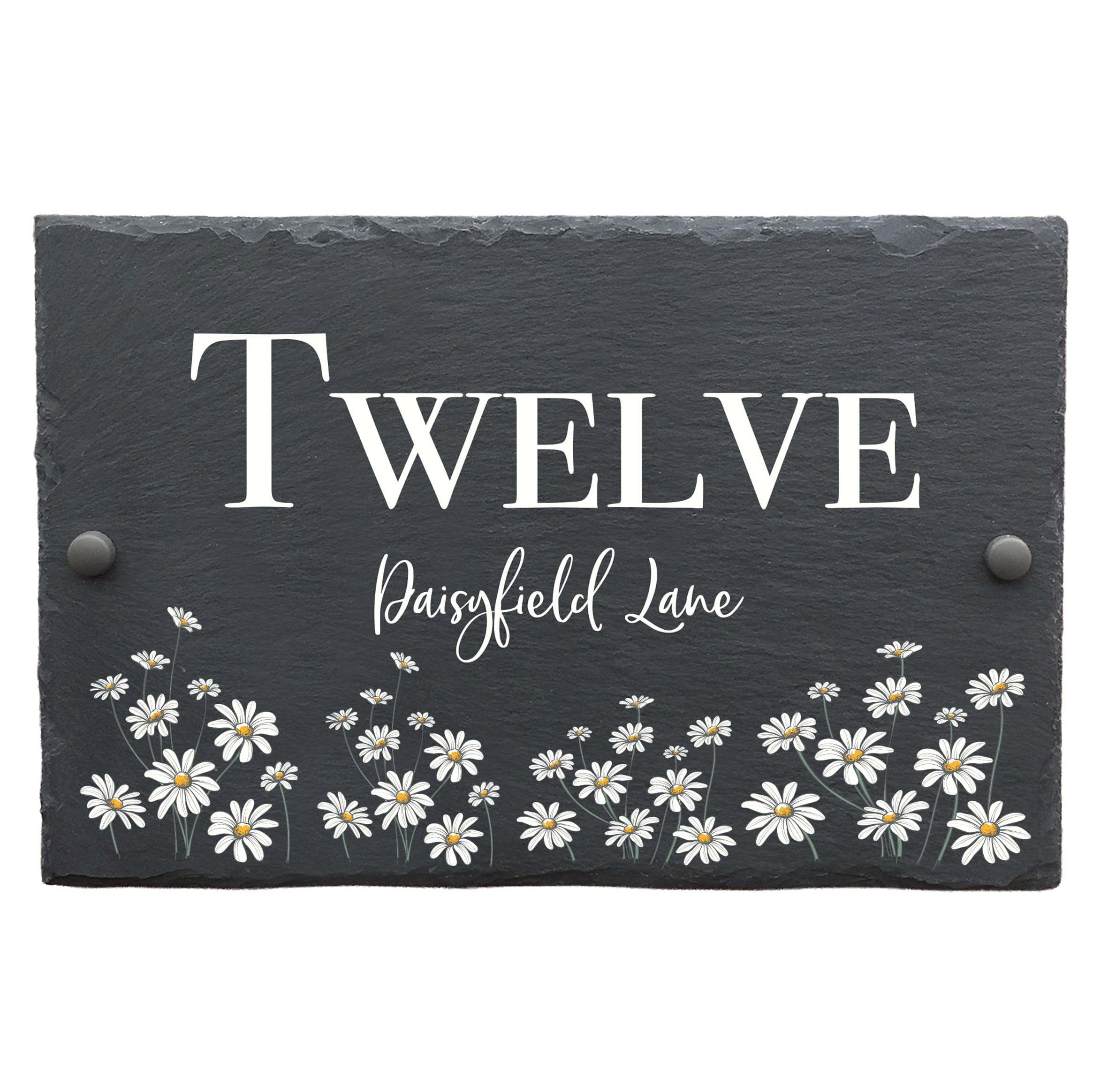 Bespoke Slate House Signs, Handmade Custom Door Number Wall Plaque with Rustic Black Farmhouse Design