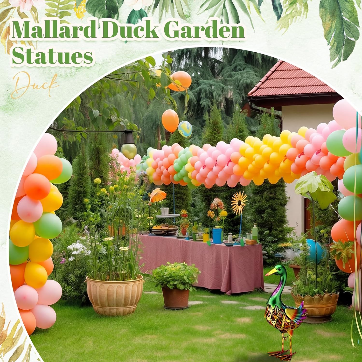 Moxweyeni Mallard Duck Garden Statues, 14.5 Inch Outdoor Duck Metal Yard Decorations, Vivid Mallard Decoys Animal Statues for Indoor Outdoor Garden Pond Backyard Lawn Decoration