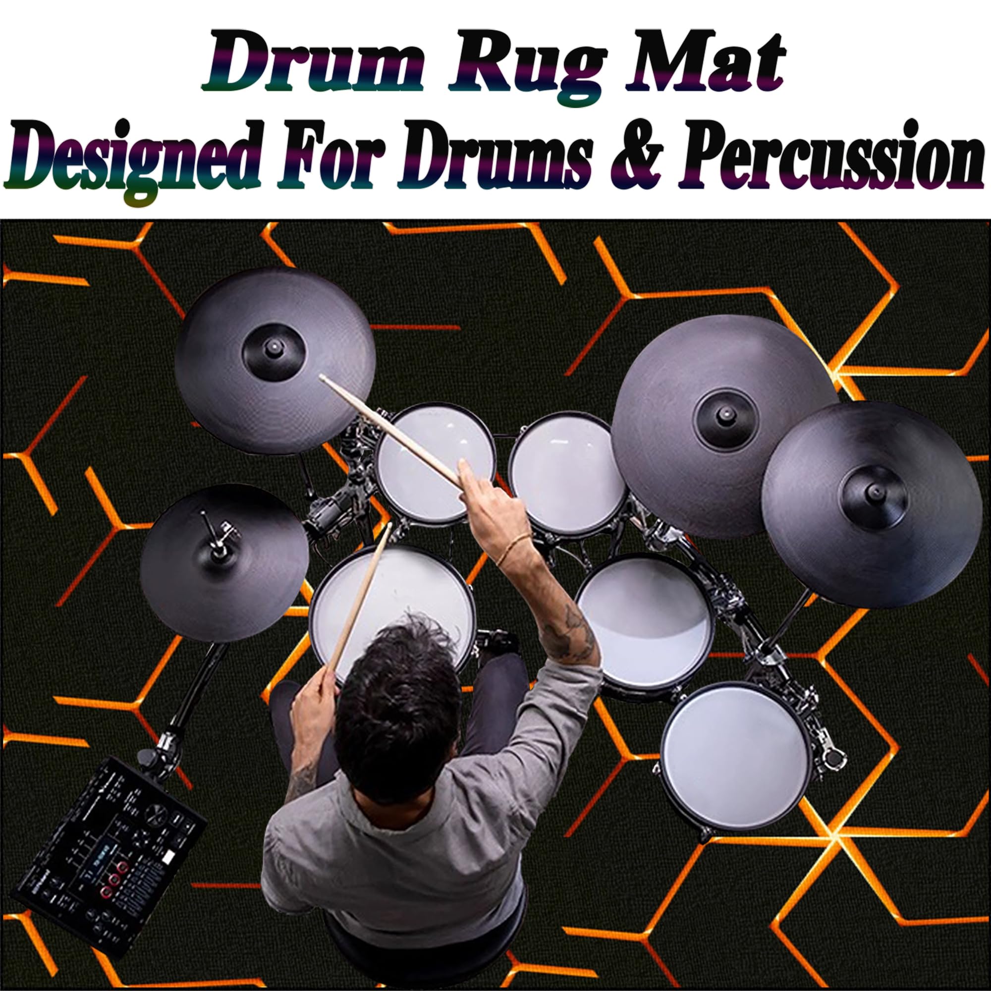 Drum Teppich Schlagzeug Teppich Schlagzeugteppich Schallschutz Akustik Teppich Schallschutzmatte Drum Rug Drum Matte Drumteppich rutschfeste Trommel Teppiche, Für Bass Drum Snare 200 x 160 cm