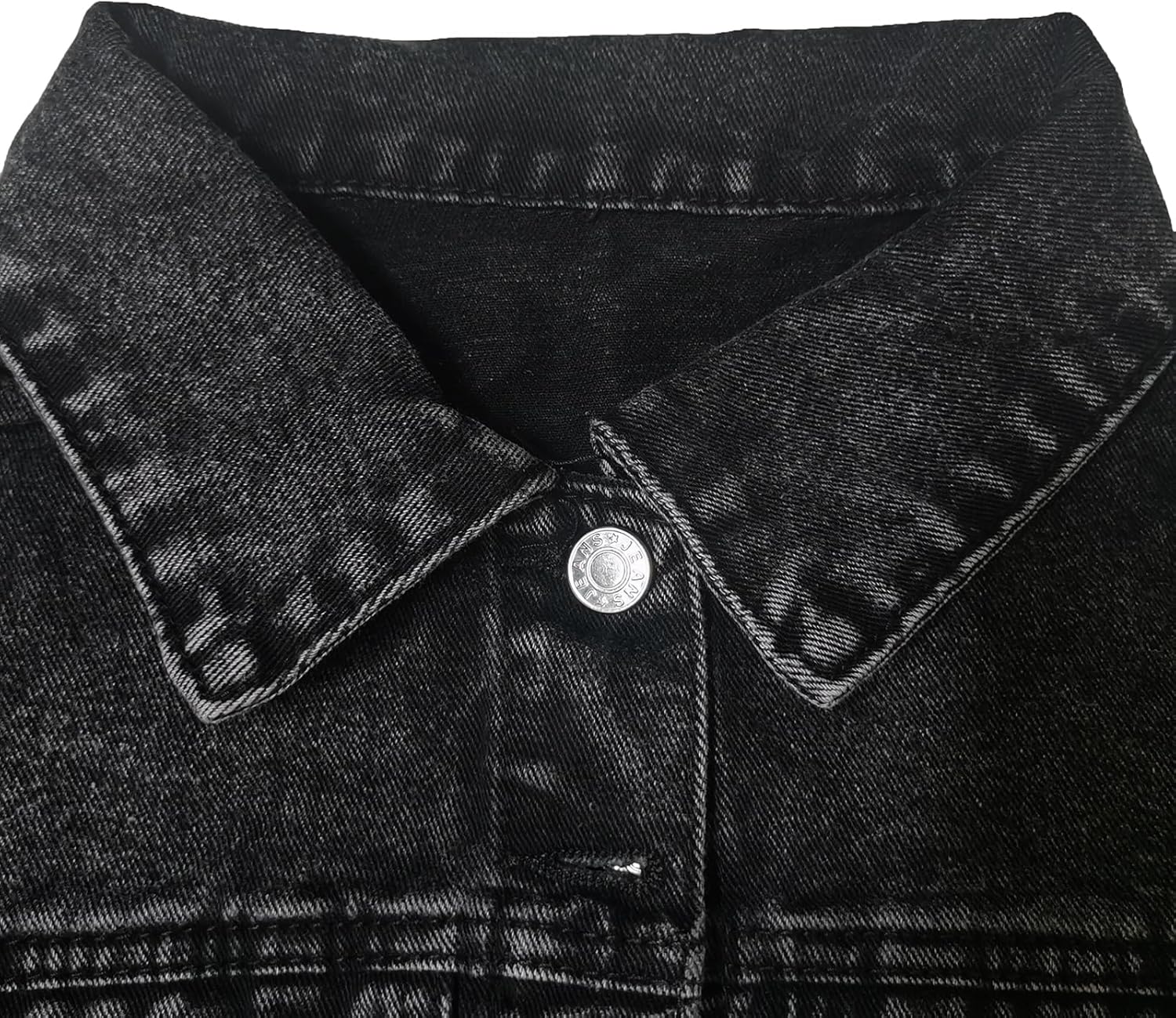 Nihsatin Women's Puff Sleeve Denim Jacket Pockets Front Button Down Crop Jean Coat - Image 4