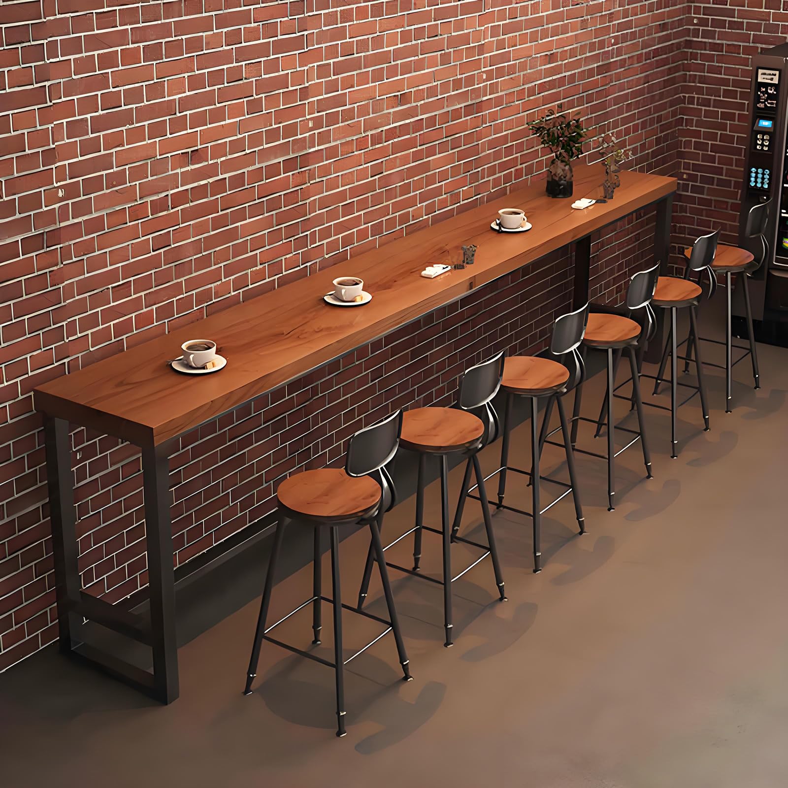 OOIKVCC Long Bar Table, Narrow Counter Height Pub Table with Solid Wood Top,Tall Dining Table for Kitchen, Restaurant, Café,Breakroom(Stool not