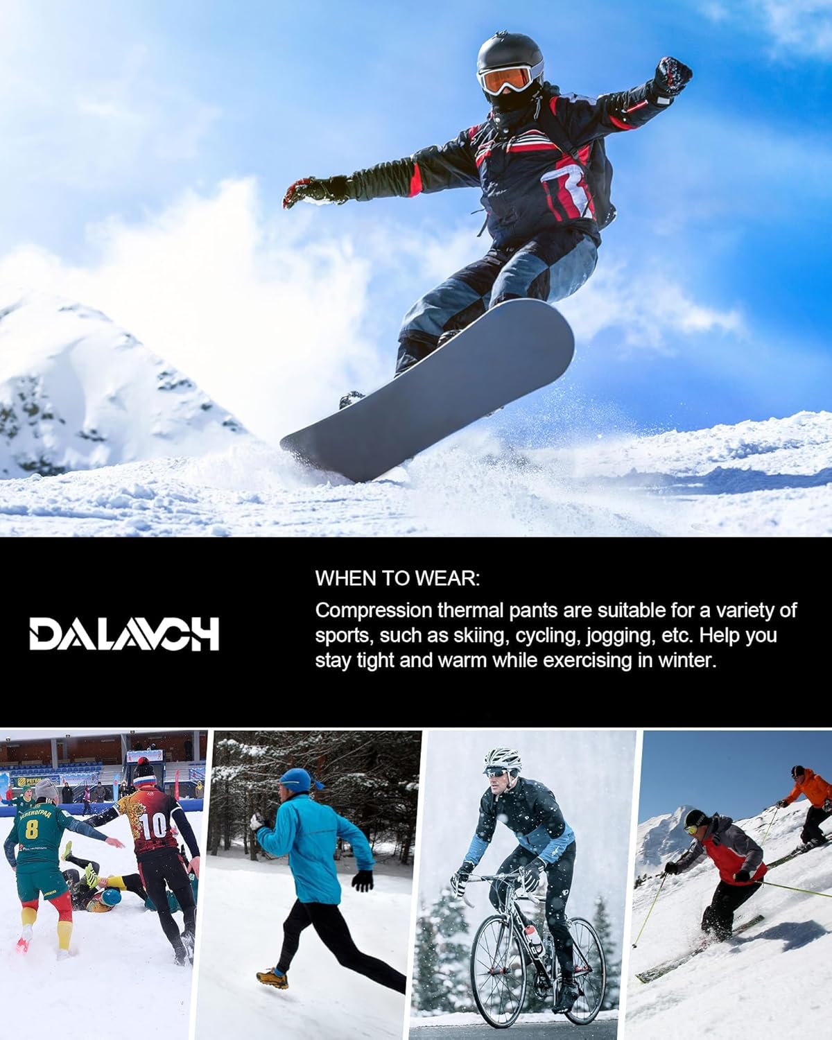 Dalavch 4 Pack Men Thermal Compression Pants,Fleece Lined Heated Leggings for Cold Weather Sports Athletic Winter Baselayer - Image 6