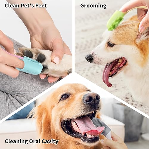 Miniatura 6 de Cepillo de dientes para perros, 3 piezas, cepillo de dientes para el cuidado dental para mascotas, cepillo de dientes para perros, limpieza de