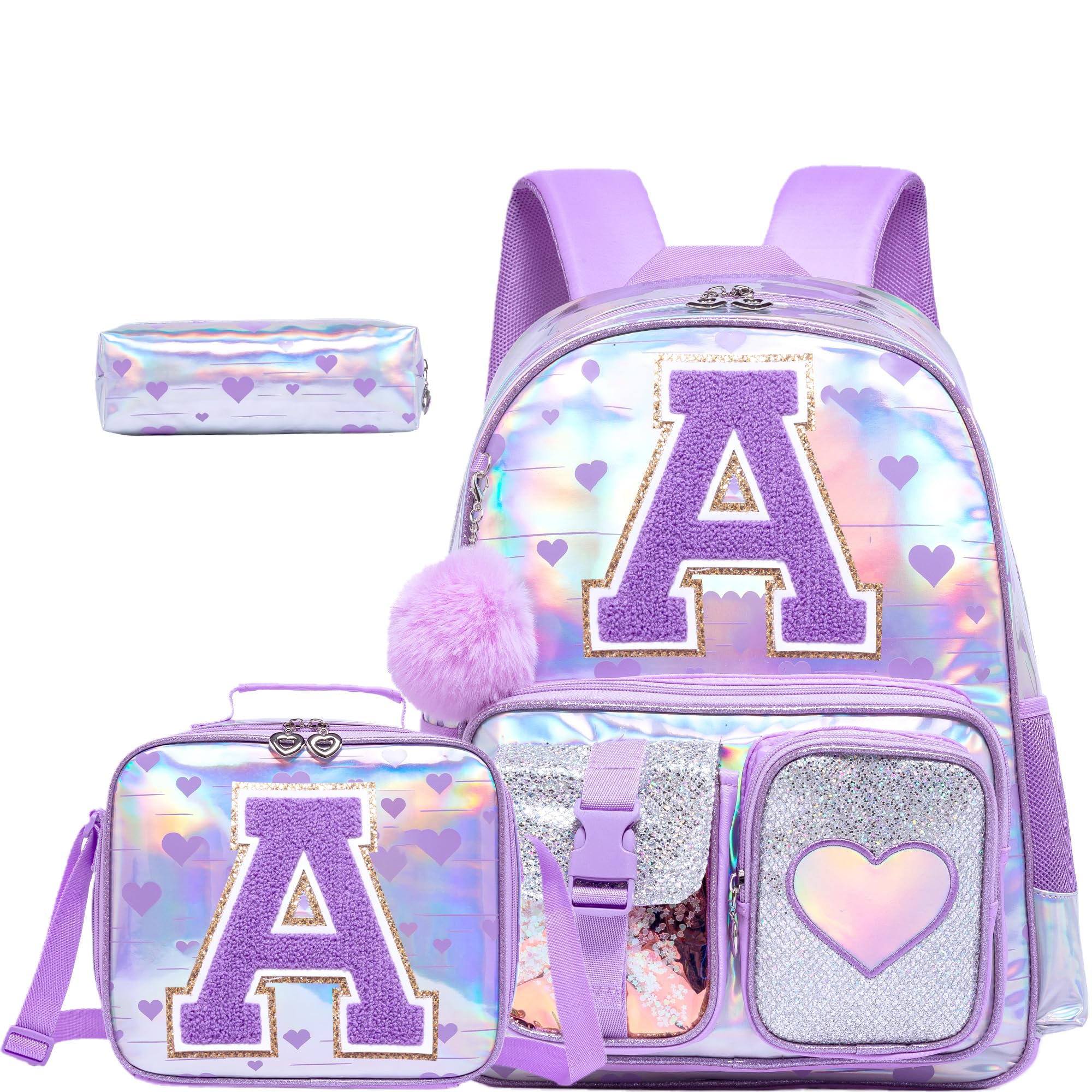 HTgroce Zaino per ragazze Borsa per libri elementari per la scuola Set Zaino per ragazze Borsa per libri prescolare con scatola per il pranzo Astuccio per matite