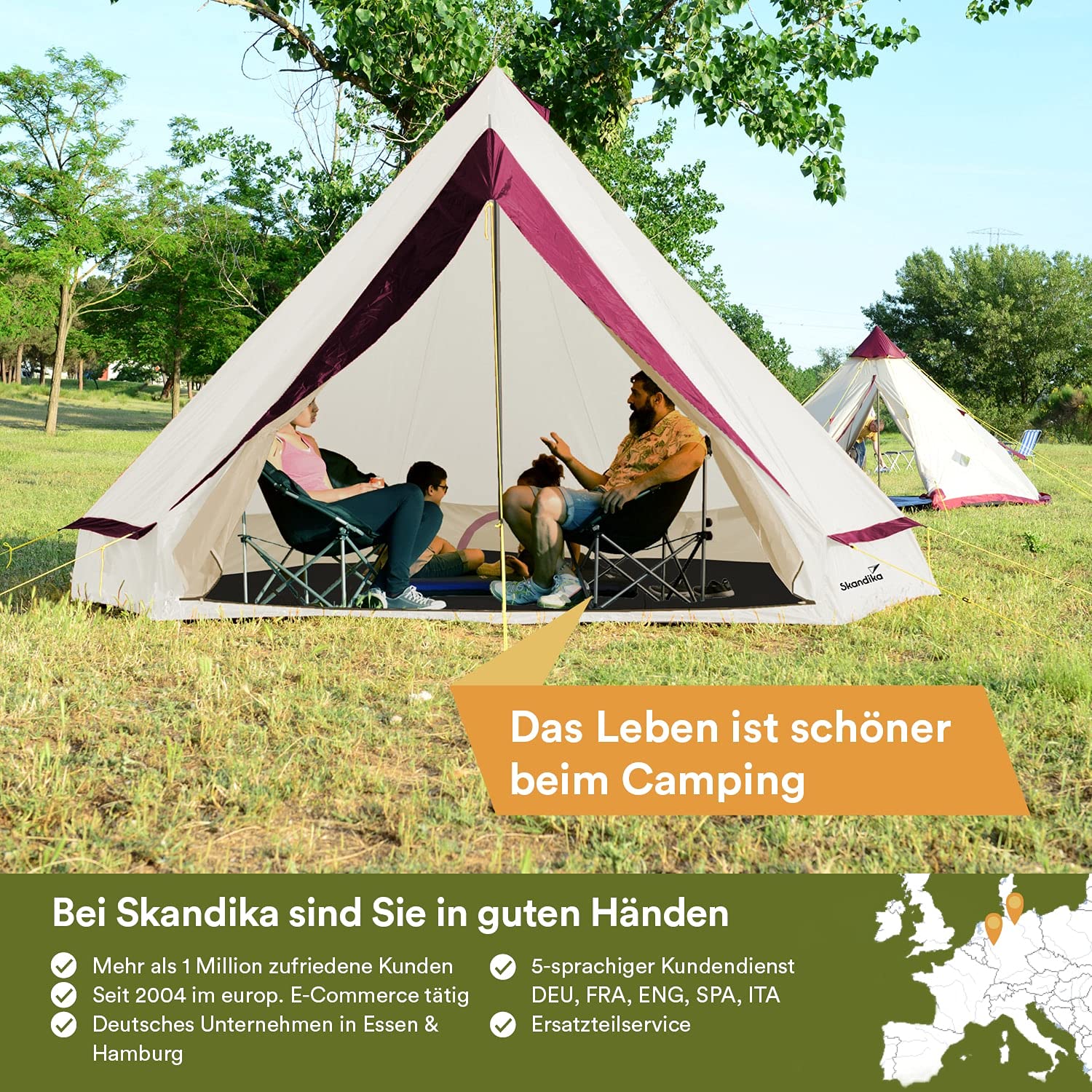 skandika Comanche Tipi Wigwan Tenda Campeggio 8 Persone Altezza 2,5 m (