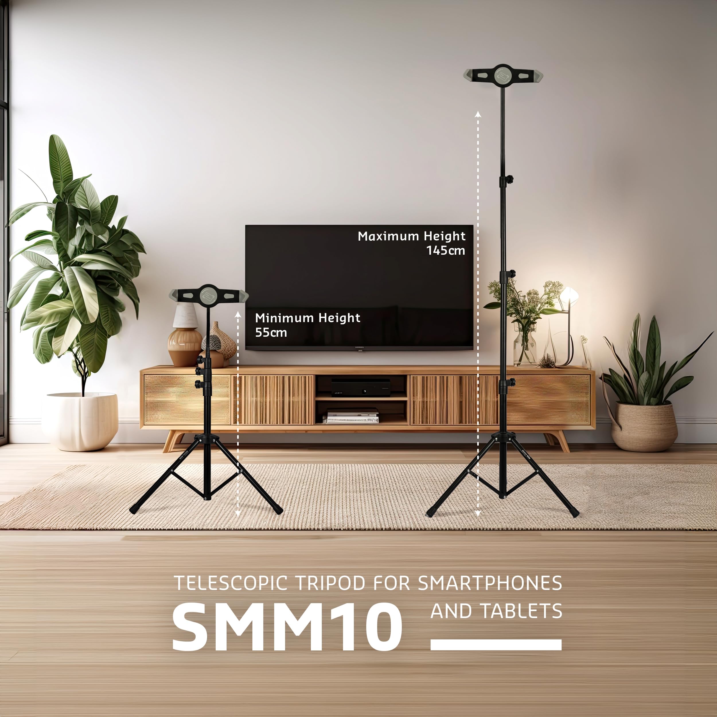 Ibiza - SMM10 - Trípode telescópico para Smartphone y Tablet - Rotación 360° - Inclinable - Bolsa de Transporte incluida