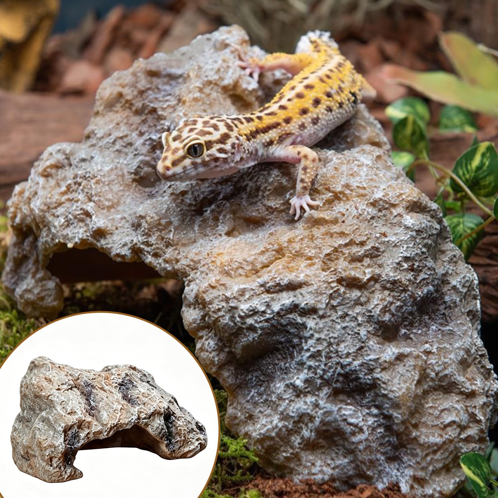 Cueva Natural Hiding PequeñA,Escondite De Reptiles,DecoracióN De Cueva,DecoracióN Cueva Adorno para PequeñOs Lagartos Serpiente Tortuga Ranas Anfibios PequeñA Cueva Escondite DragóN Barbudo