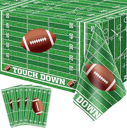 Manteles de fútbol, paquete de 4 manteles rectangulares para mesa de fútbol, para decoración de supertazón, fiesta de fútbol para el portón trasero,
