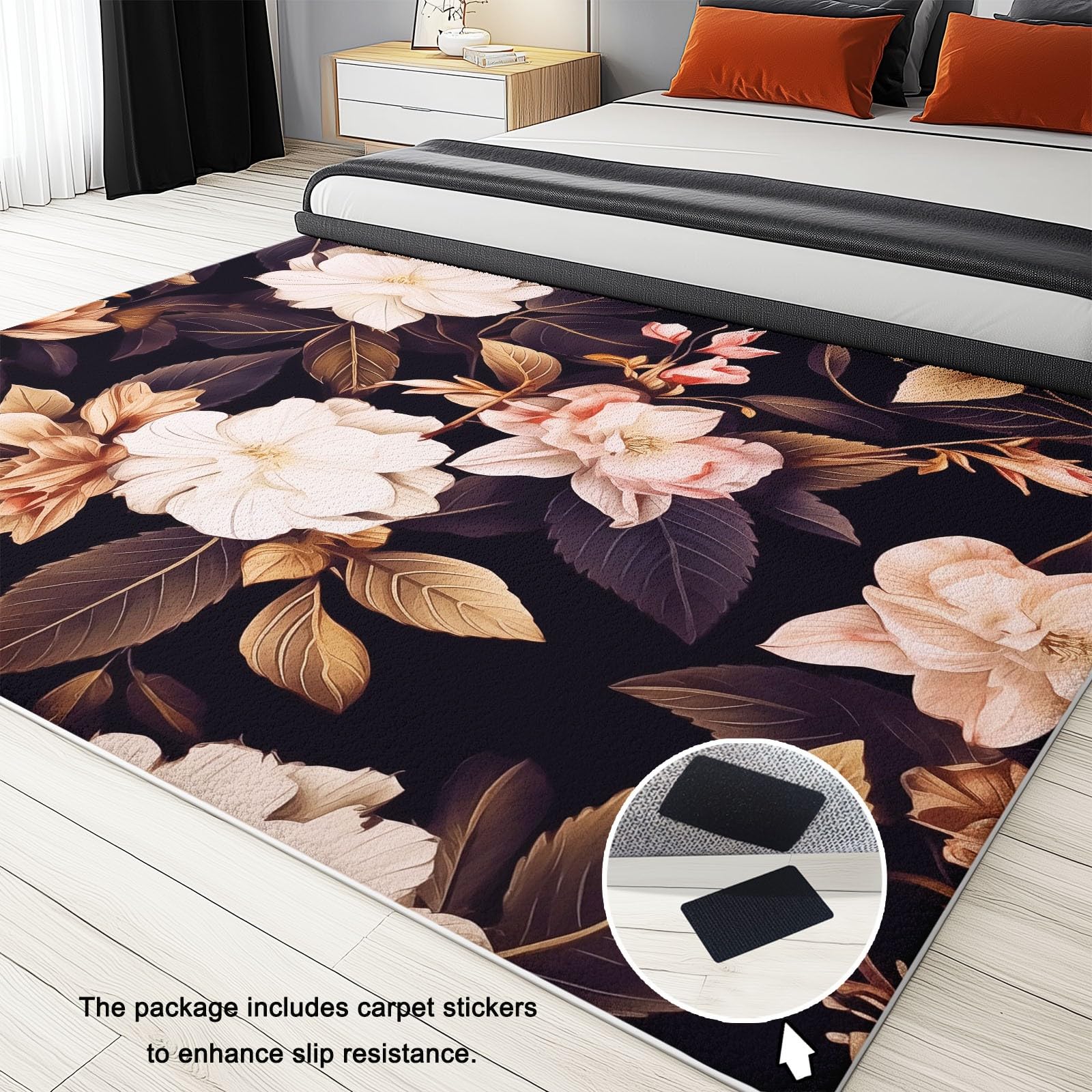 Amazon.com: Gold Leaves Living Room Carpet 5 x 8 ft Machine
