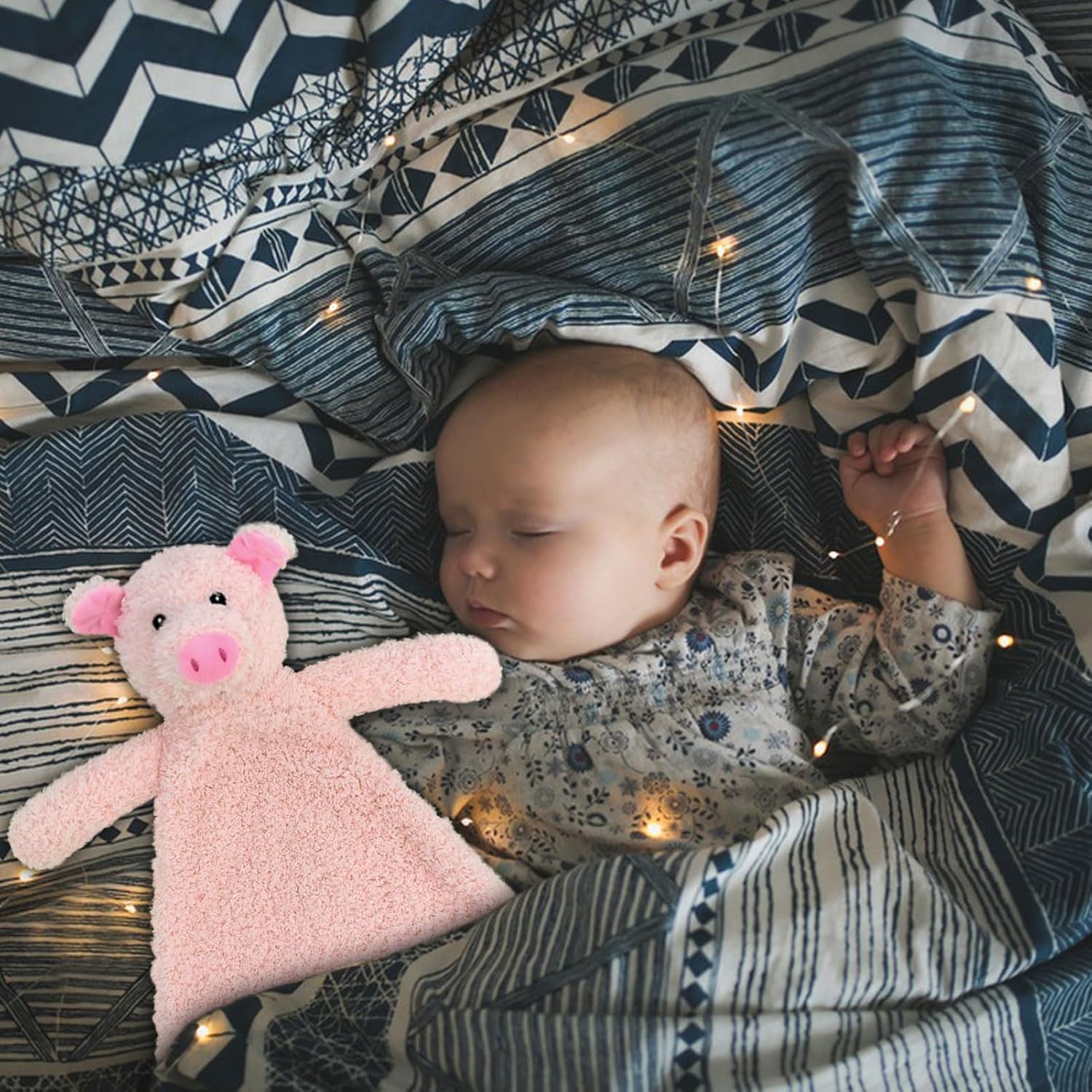 Baby Pink Pig Soft Stuffed Animal Security Blanket, Plush Pig Character Lovey Blanket, Baby Shower/Nursery Gift, Newborn Infant Toddler Snuggle Blankie for Boys Girls, 16 Inches - Image 3