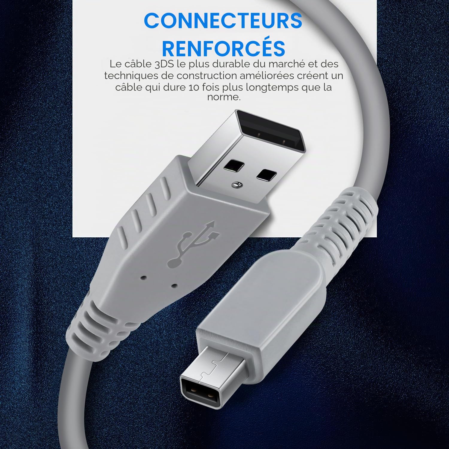 SENBOMA Lot de 2 câbles de charge 3DS – 1,5 m OEM Original Cordon de charge de rechange pour New 3DS XL New 3DS 3DS XL New 2DS XL New 2DS 2DS DSi DSi XL New 2DS 2DS DSi DSi XL (emballage en vrac) (2)