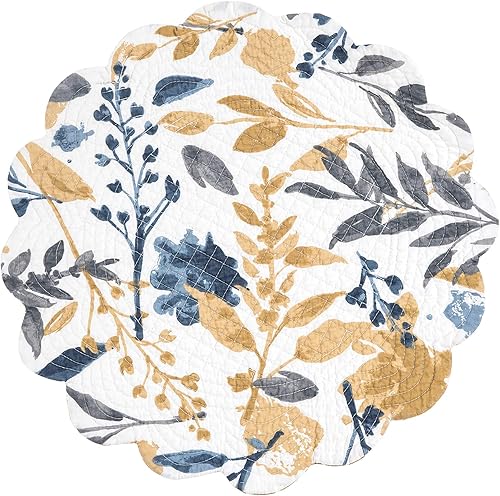 Miniatura 3 de C&F Home Natural Home - Juego de 6 manteles individuales acolchados de 17 x 17 pulgadas de algodón, reversible, diseño floral, hojas botánicas,