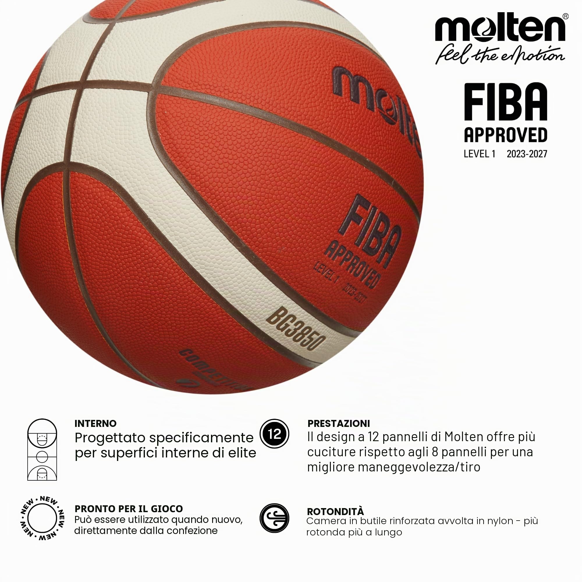 Molten Bg3850 - Palle da Basket Unisex Adulto