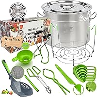 Supa Ant 24 Qt Food-Grade Stainless Steel Water Bath Canning Pot Kit with Rack, XL Ladle, Funnel, Jar Lifter & Tools - Beginner Starter Set