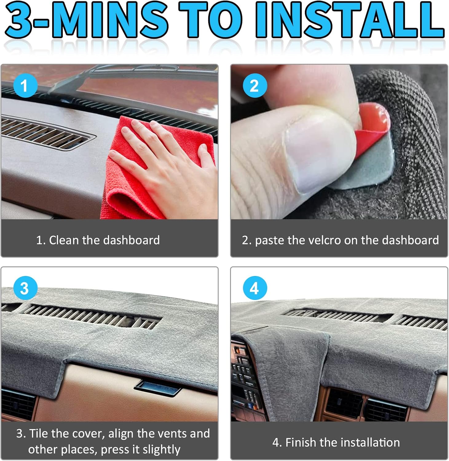 POSAID Dashboard Dash Cover for 1988-1994 Chevy Chevrolet Silverado Suburban Blazer/GMC Sierra C1500 C2500 C3500 K1500 K2500 K3500 Pickup Truck Interior Dash Protector Cover Mat, Gray