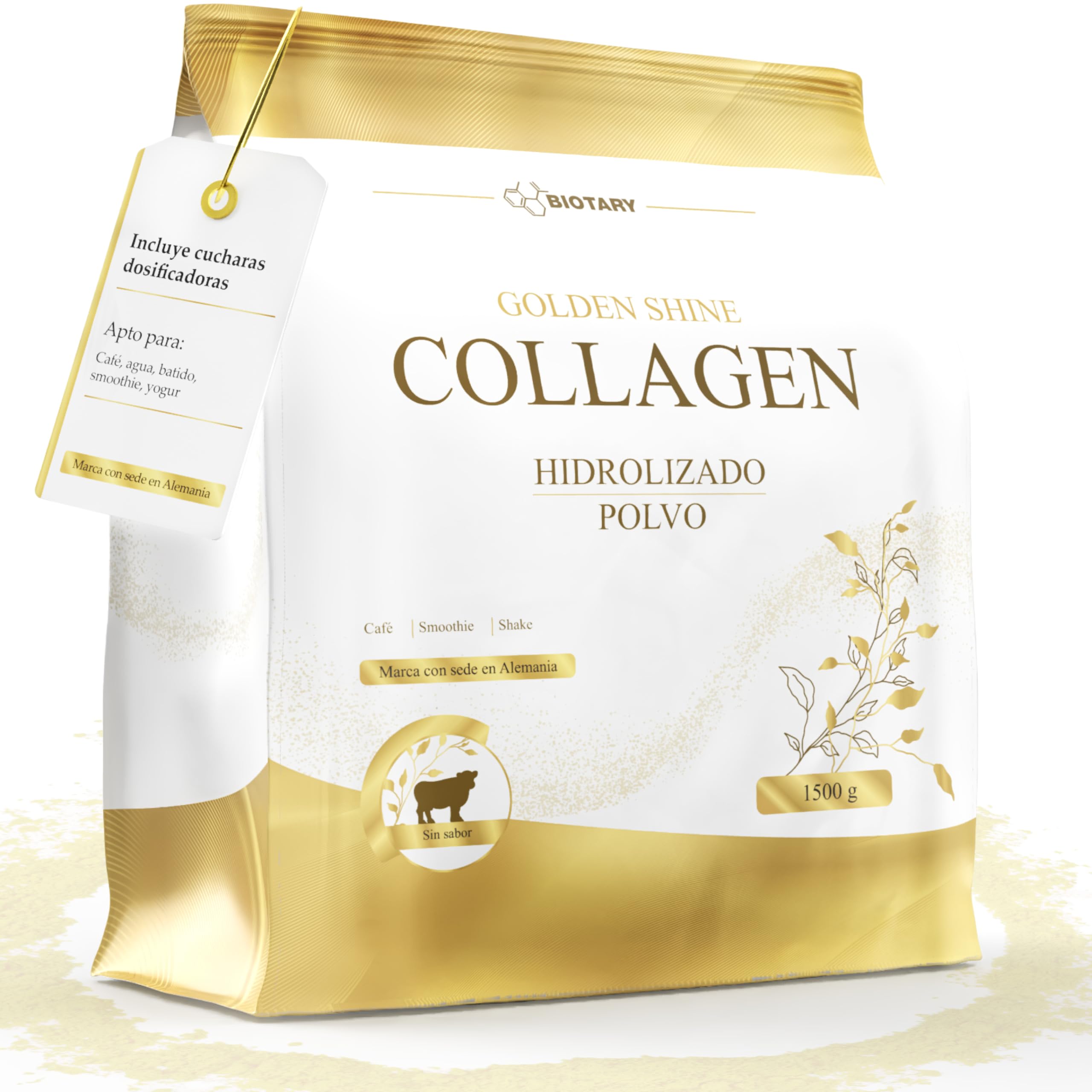 Colágeno hidrolizado en polvo 1500 g péptidos tipo I II y III sabor neutro