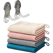 Espresso Bar Accessories Bundle - 4 Pack 12x12 Microfiber Barista Towels with Hanging Loop + 2 Pack No Drill Magnetic Portafilter Holder, Stainless Steel Coffee Tool Organizer Compatible with Brevil