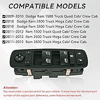 Vista 6 de Interruptor de ventana eléctrica Master del lado del conductor, 9 pines + 3 pines compatible con Dodge Ram 1500 2500 3500 2011-2012 Ram 1500