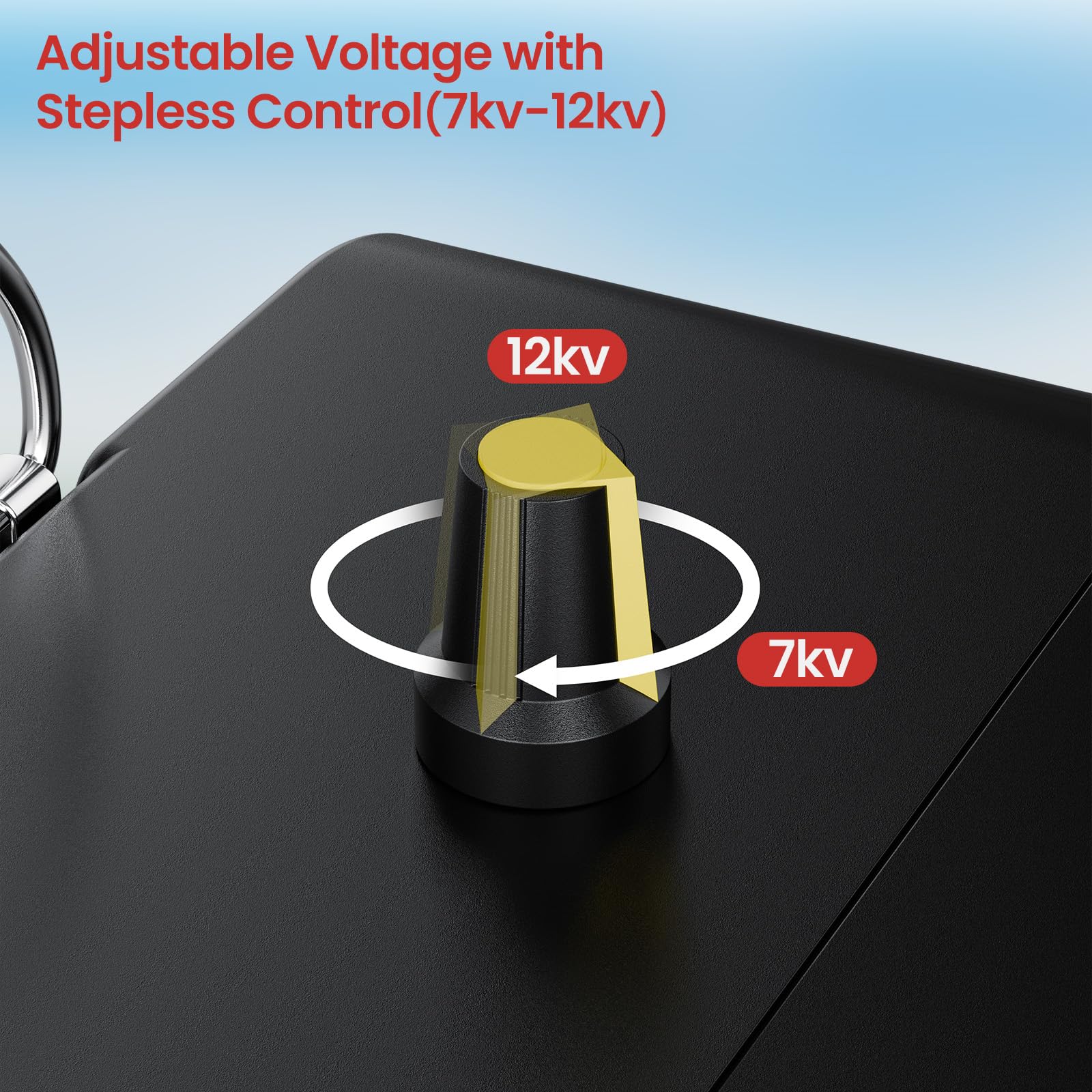 Valla Eléctrica Solar 12KV para Ganado - Salida Ajustable 7-12KV, 3 Modos de Alimentación (Corriente / Batería/Solar)