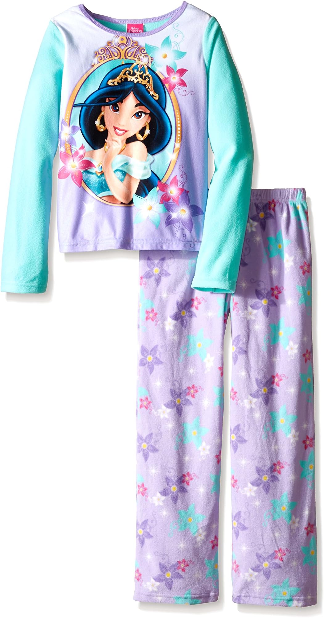 Disney Princess Jasmine Fleece Pajama Set for Little Girls (4)