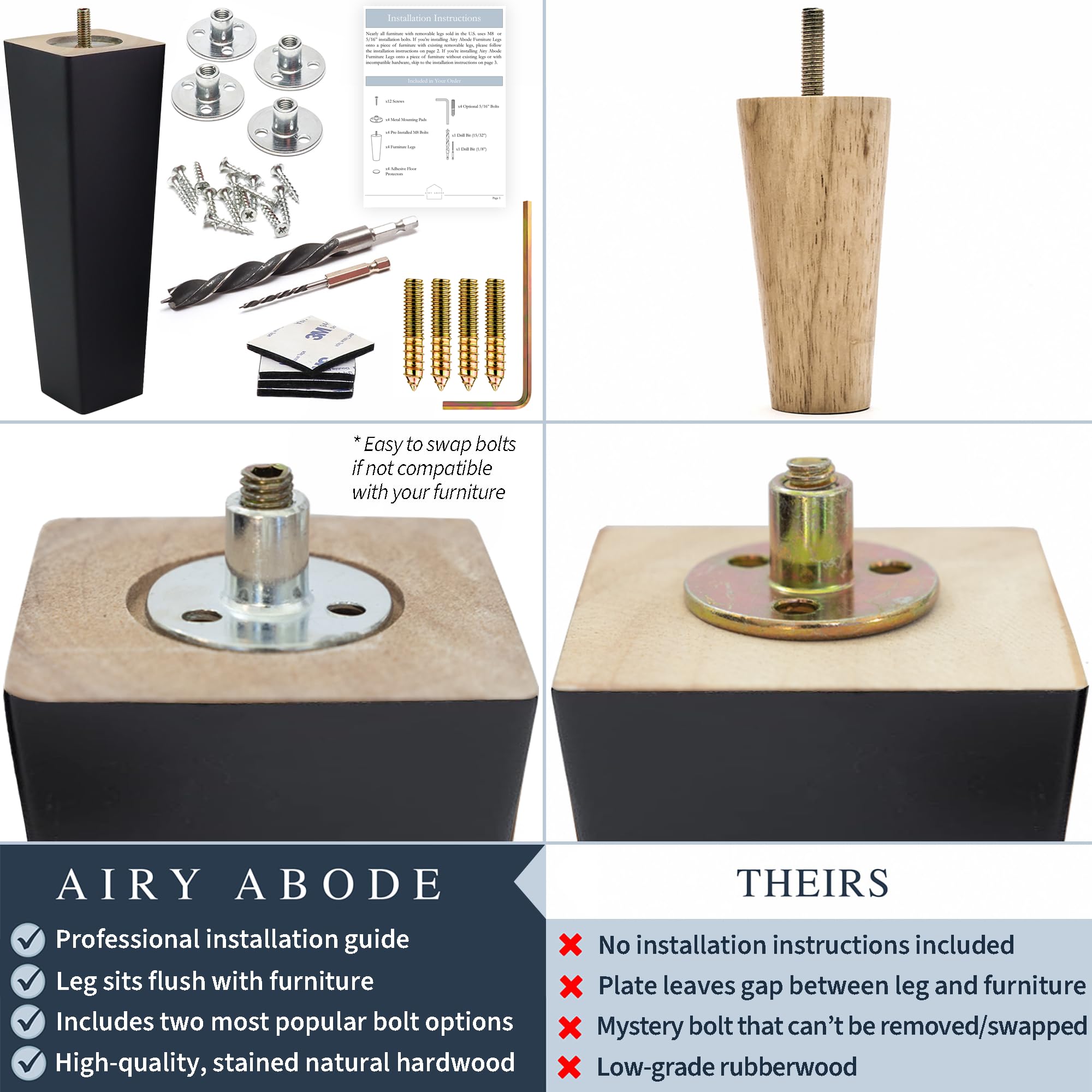 Black Square Furniture Legs Furniture Feet For Couch