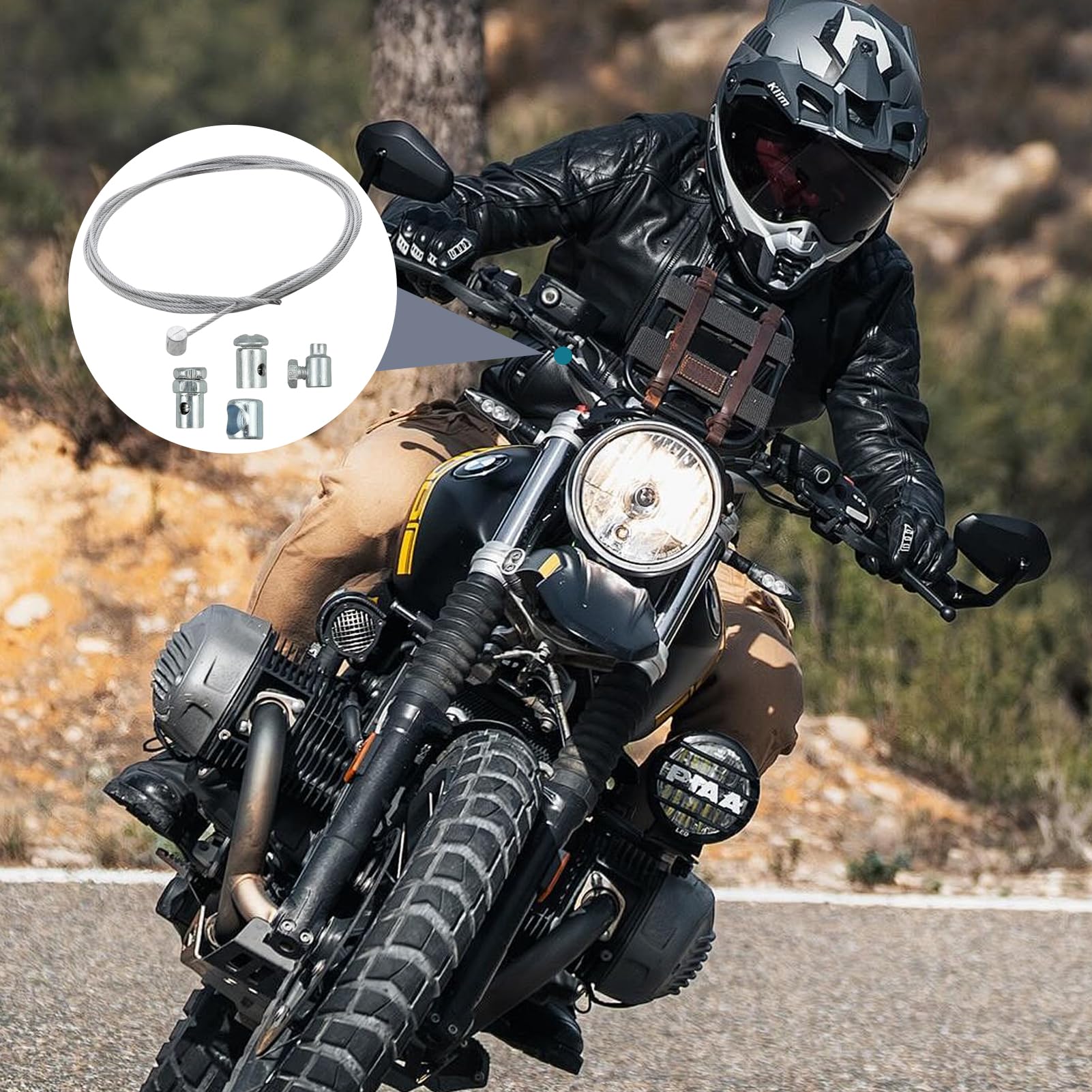 Cavo Frizione Moto Universale 1,3M con 8 Pezzi Kit di Riparazione per Moto e Cross