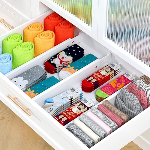 Miniatura 3 de Ruichang Divisor de bambú para cajones de cocina, paquete de 4, organizador de cajones de utensilios ajustable de 17-22 pulgadas para tocador, baño,