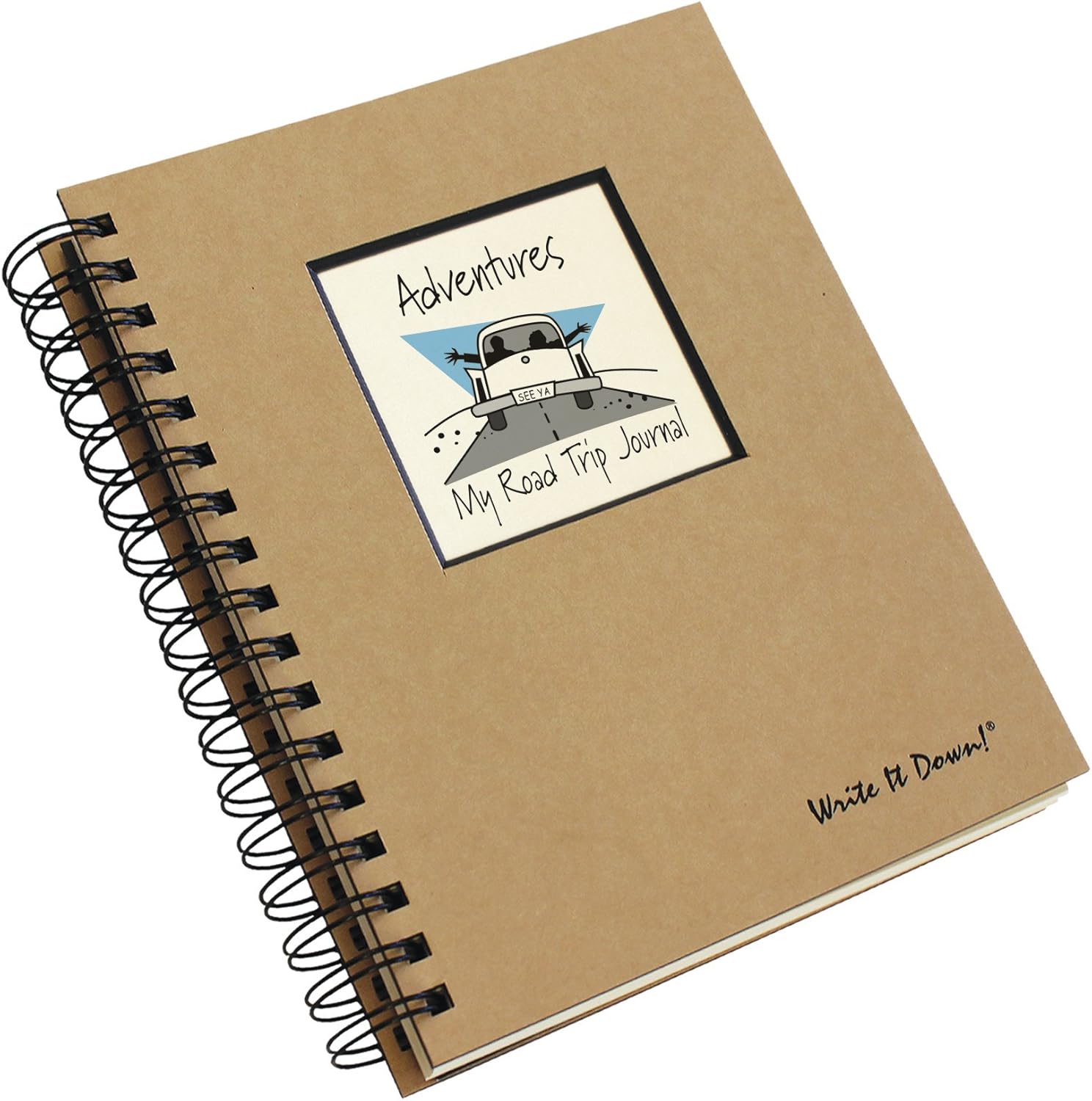 Write it Down series by Journals Unlimited,Guided Journal, Adventures, My Road Trip Journal, Full-size 7.5"x 9", Kraft Hard Cover, Made in USA