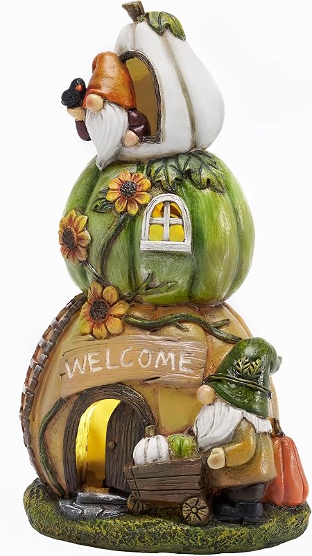 TERESA'S COLLECTIONS Napelemes Tökös Dekoráció Kerti Figura Őszi Dekor Halloweenre