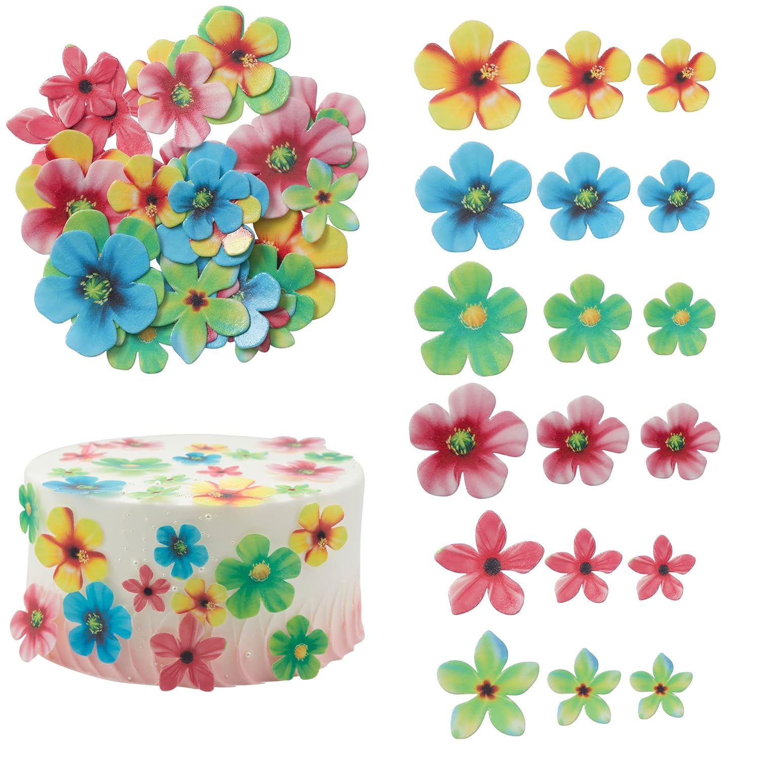 Gyufise 35Pcs Edible Flowers Cake Decorations Beautiful