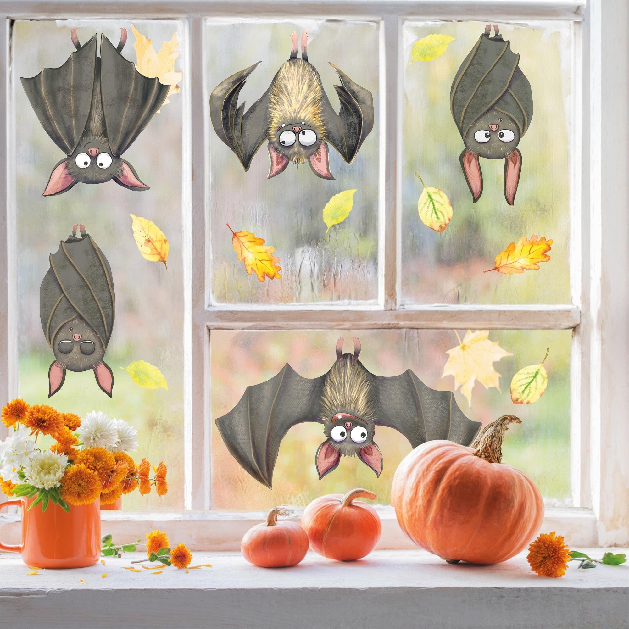Halloween Fledermaus Aufkleber 26-teilig - Statische Fensterdekoration Schwarz