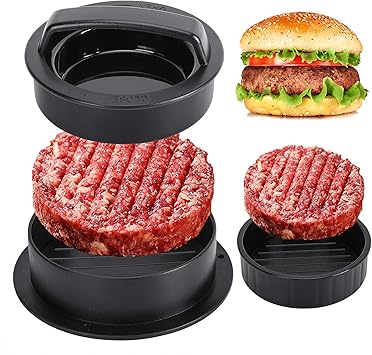 Burger Press Hamburger Patty Maker Slider Press Stuffed Burger Patty Press Regular Burger Patties Cookery Mold 3 in 1 Non Stick Kitchen Barbecue Tool