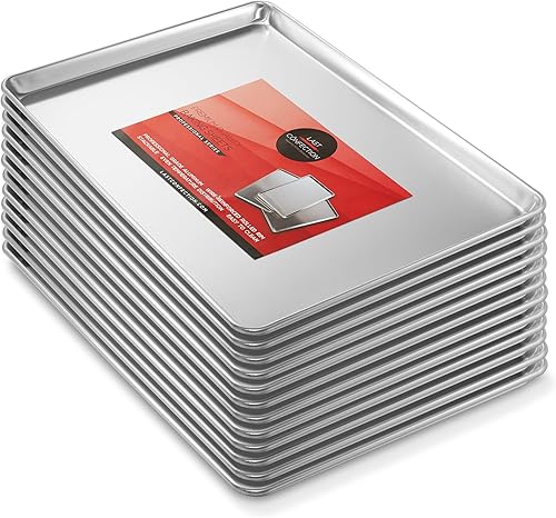 Miniatura 8 de Last Confection Bandejas para hornear de grado comercial de 18 x 26 pulgadas, paquete de 8 bandejas de aluminio para galletas con borde completo