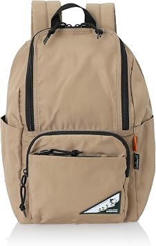 SNOOPY Women RE-PET BE Beagle Scout Square Zip Backpack, Beige SPZ-3242, One Size