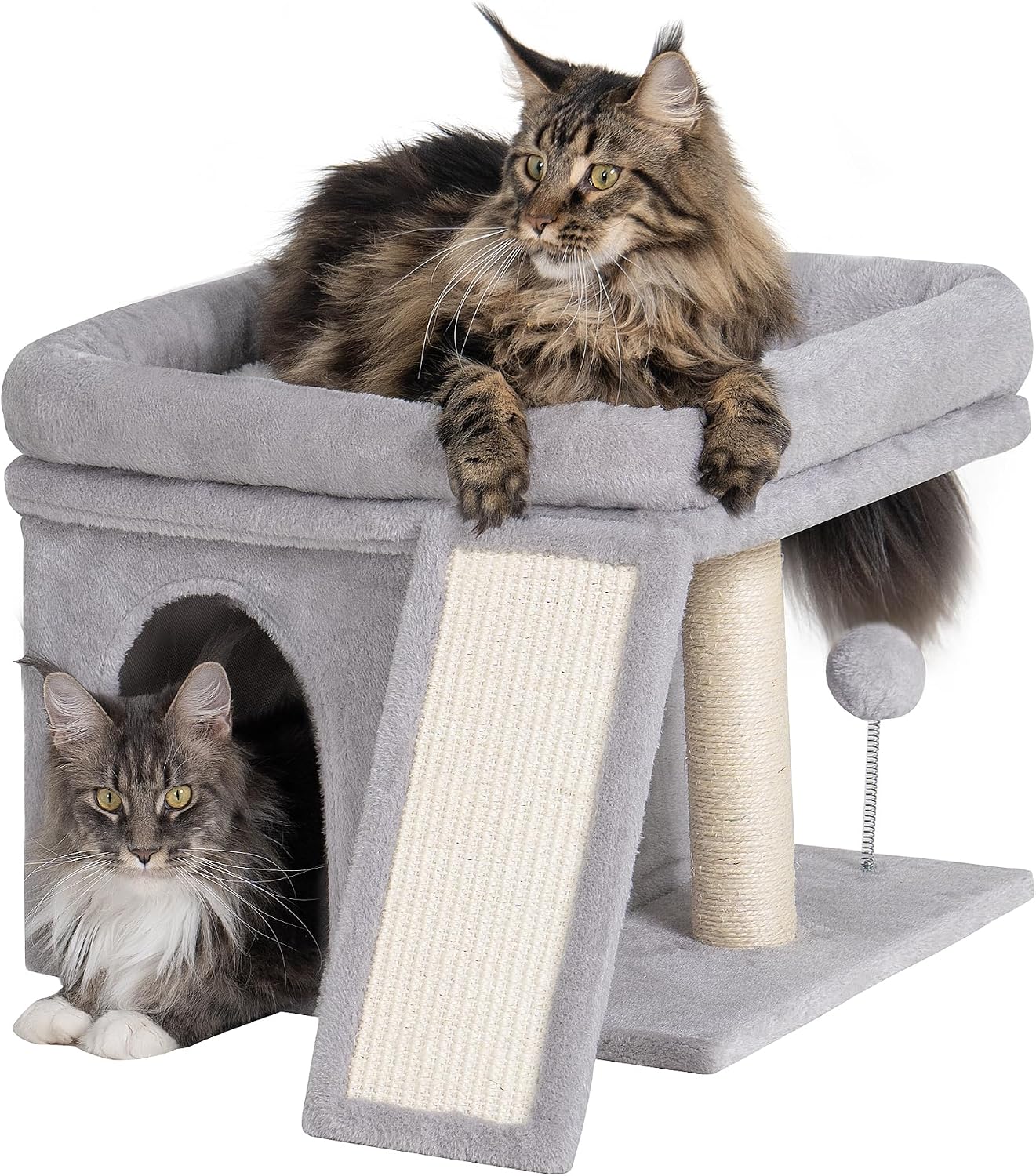 Árbol para gato grande con cama y rascador, gris claro miniatura 1