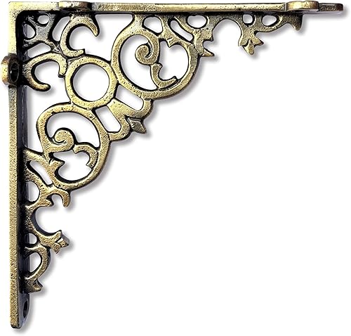 Miniatura 39 de NACH Soportes decorativos para estantes, paquete de 4 unidades de 6 x 1.3 x 6 pulgadas, soporte de estante de hierro fundido negro, soportes