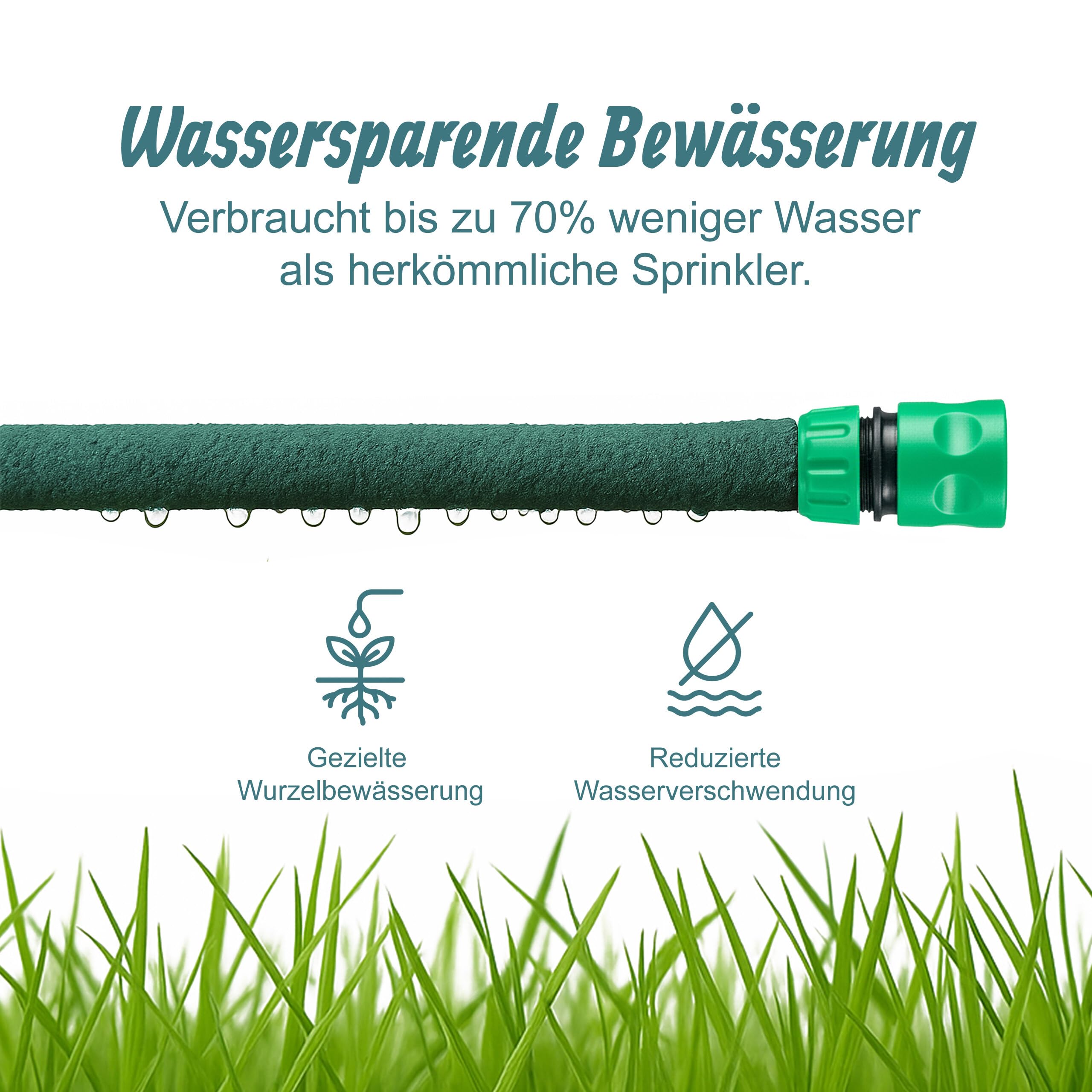 Relaxdays Tropfschlauch, Bewässerung, 50 m Perlschlauch, Hochbeet & Heckenbewässerung, Garten Bewässerungsschlauch, grün