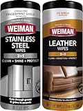 Weiman Stainless Steel Wipes and Leather Wipes - Clean and Polish Appliances for a Brighter and Longer Shine - Clean, Condition and Restore Leather Surfaces - Packaging May Vary