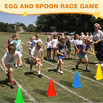 CWLAKON 53PCS Carnival Outdoor Games Combo Obstacle Course Set for Kids, Hopper Balls, Ring Toss, Bean Bags, Egg Spoon Relay Race, Outside Yard Backyard Field Day Birthday Party Family Reunion Game