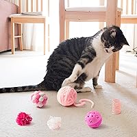 Vista 5 de MALLMALL6 Juego de 10 piezas de juguetes para gatos, paquete de juguetes interactivos para gatos que incluye varita con plumas, muelles para gatos