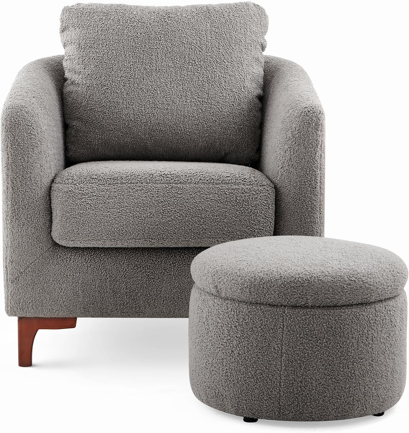 Amazon.com: COLAMY Sherpa Accent Chair & Storage Ottoman Set, Modern Upholstered Fabric Living ...