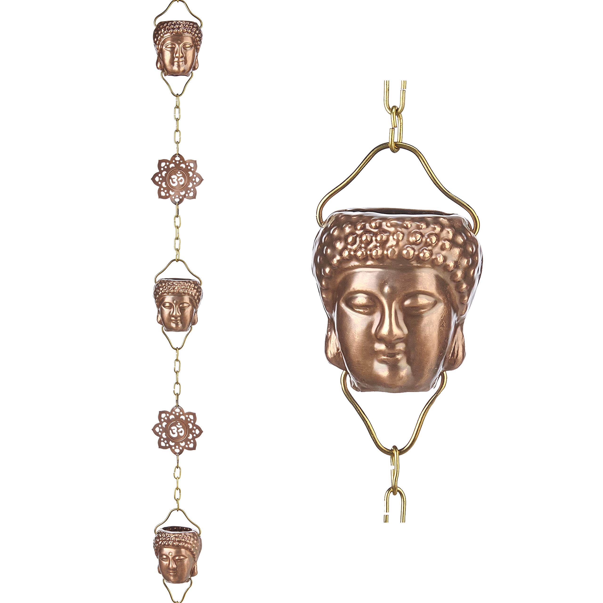 Good Directions 474P-8 Buddha Head Rain Chain 8-1/2 Feet Long, 12 Large Figures,100% Pure Copper