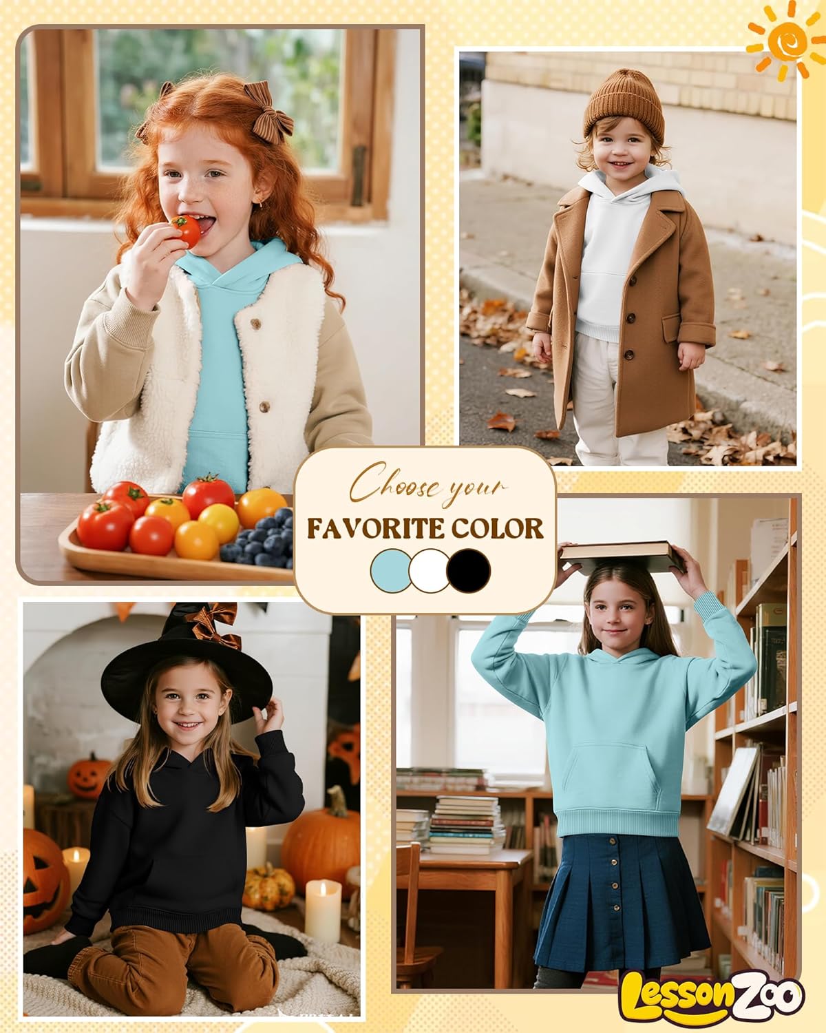 3 Pack Girls Hoodies Lightweight Kids Oversized Hooded Sweatshirt Cute Long Sleeve Pullover Sweatshirts with Pocket - Image 2