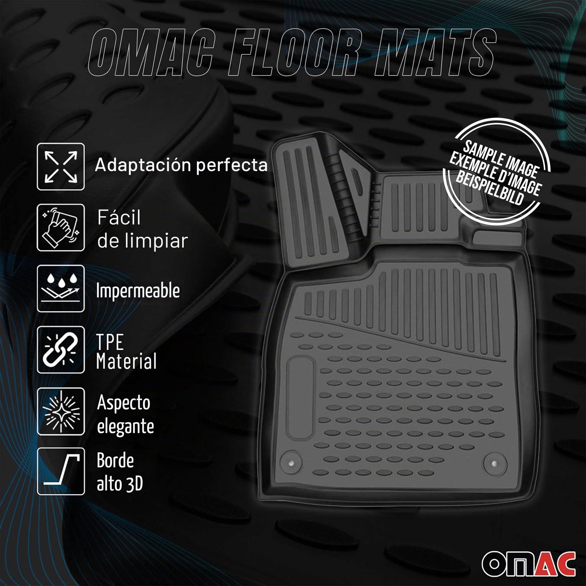 OMAC Alfombrillas de Goma Alfombrillas Compatibles con Kia Sportage 2004-2010 TPE Alfombrillas de Coche Negro 4X