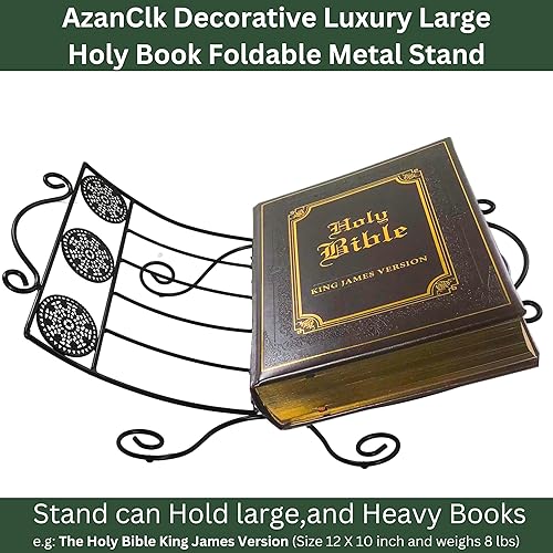 Miniatura 7 de AzanClk Soporte decorativo de metal para libros de texto grandes, Biblia, Corán, Geeta y otros libros sagrados o revistas (negro)