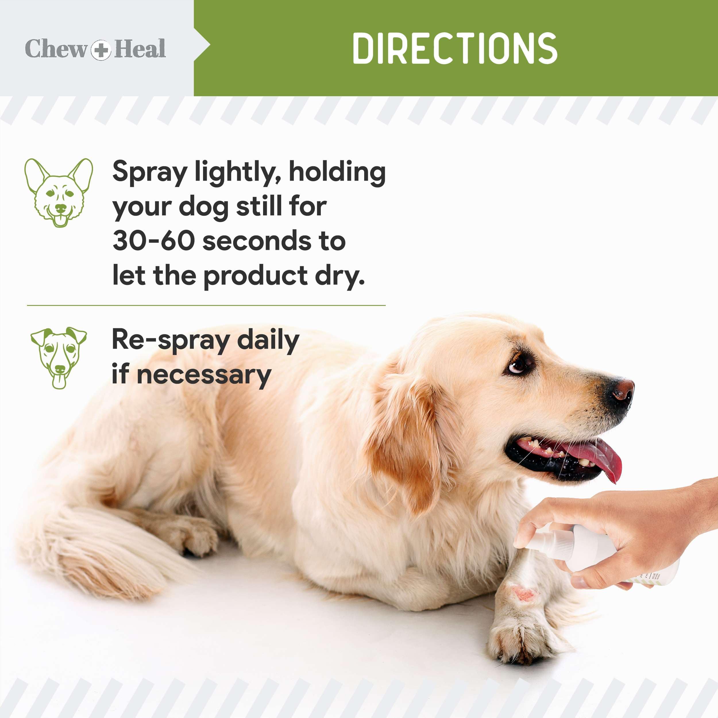 Chew + Heal Labs Liquid Bandage for Dogs 4oz Waterproof Spray Wound Care with Aloe for Cuts, Scrapes, Stitches, Paw Injuries - Breathable, Safe if Licked - image 6