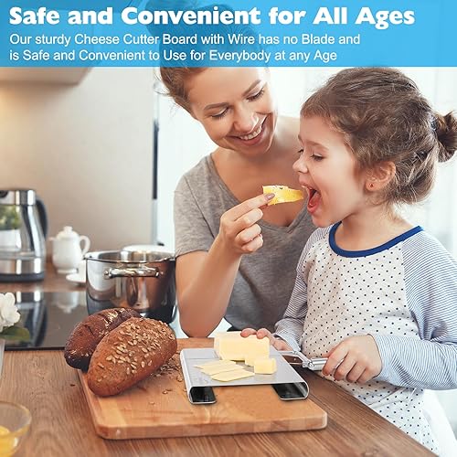 Miniatura 3 de Cortadoras de queso ajustables de acero inoxidable para bloque de queso con 6 cables de repuesto, alambre de corte de queso de mano multiusos,