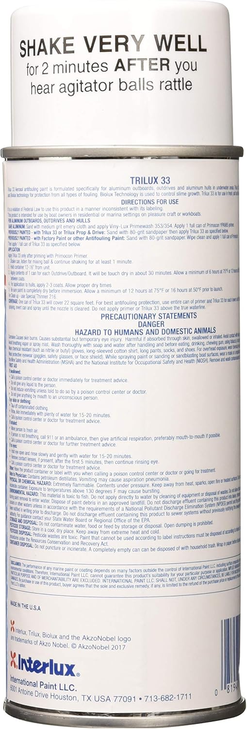Interlux YBA068A/16 Trilux 33 Aerosol Antifouling Paint - White, 16 oz.
